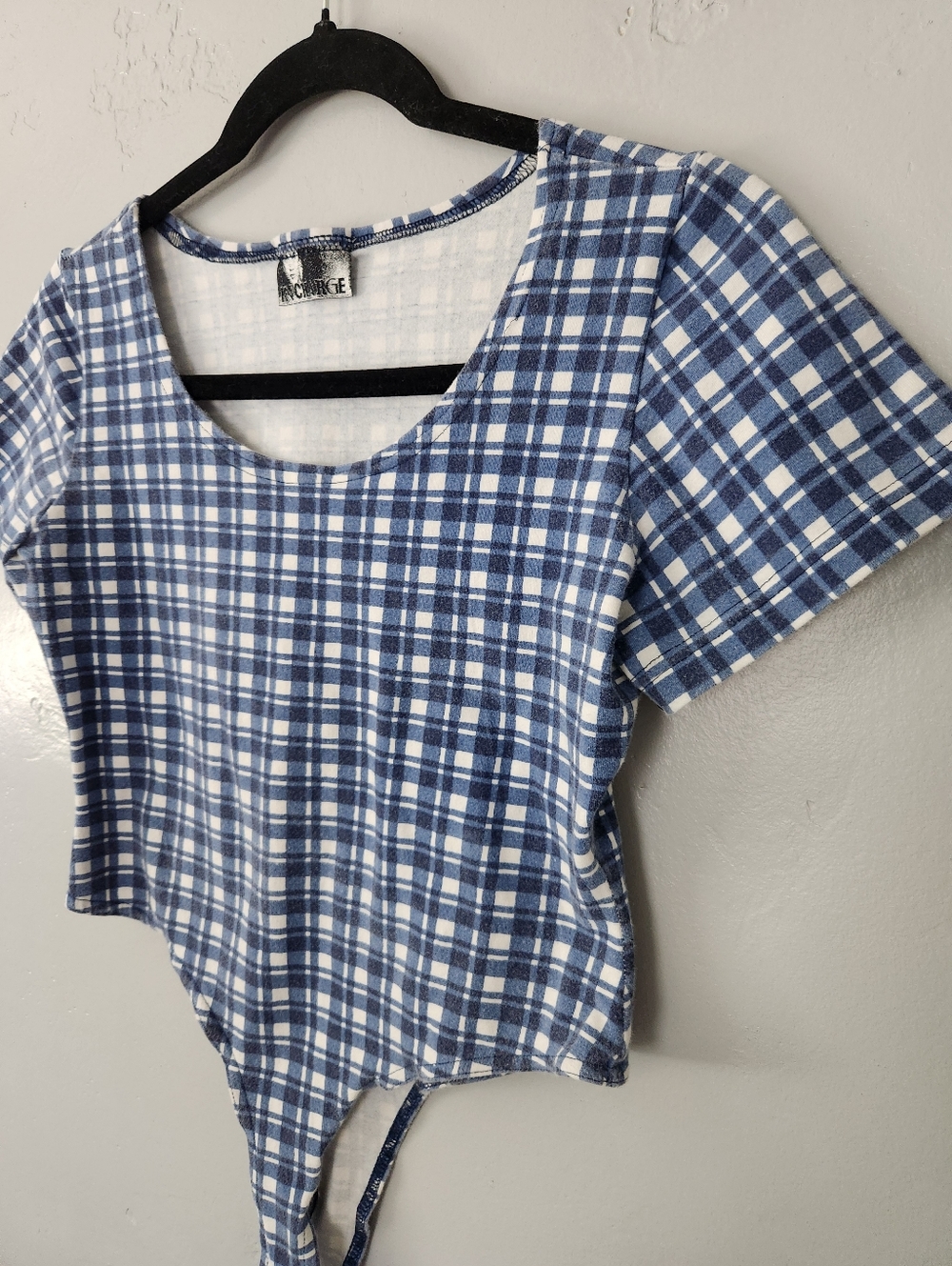 Vintage Checkered Gigham Babydoll Tee Bodysuit Small - Picture 5 of 6